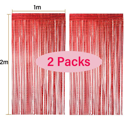 2Pack Foil Curtain Backdrop Silver Metallic Tinsel Foil Fringe Curtains for Birthday Wedding Baby Shower Disco Party Decorations Leedoar