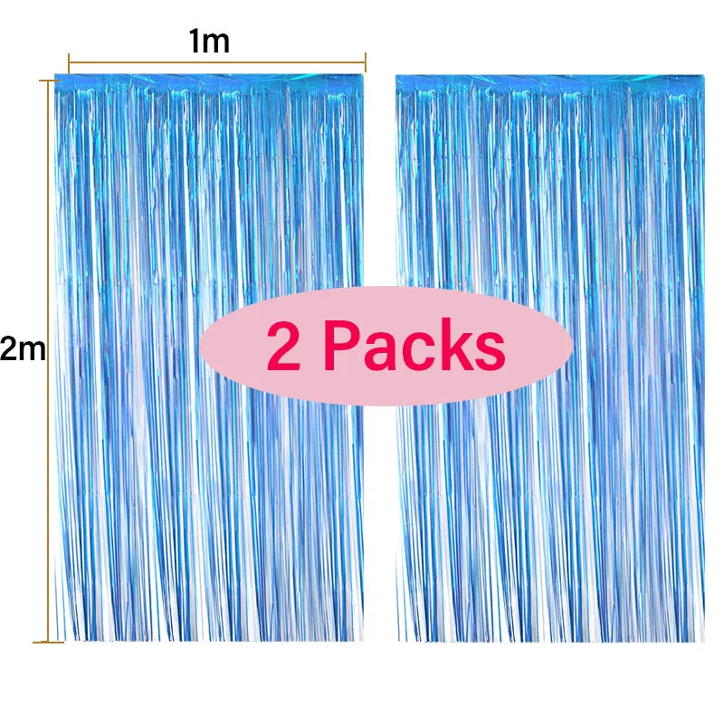 2Pack Foil Curtain Backdrop Silver Metallic Tinsel Foil Fringe Curtains for Birthday Wedding Baby Shower Disco Party Decorations Leedoar