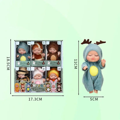 2Pcs Simulation Princess Dolls Toy Mini Cute Sleeping Baby Series Doll Cartoon Animal Toy For Kids Kawaii Dolls Girl's Gift Leedoar