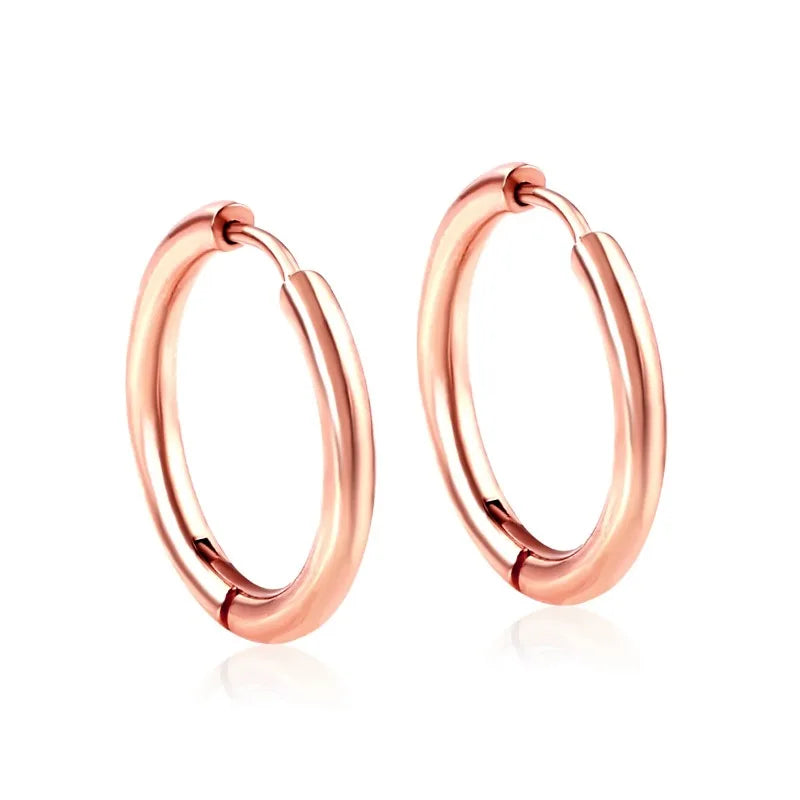 2Pcs Small Hoop Earrings for Women Men, Silver Color Stainles Steel Round Circle Pendientes Mujer 2023 Hypoallergeic Leedoar