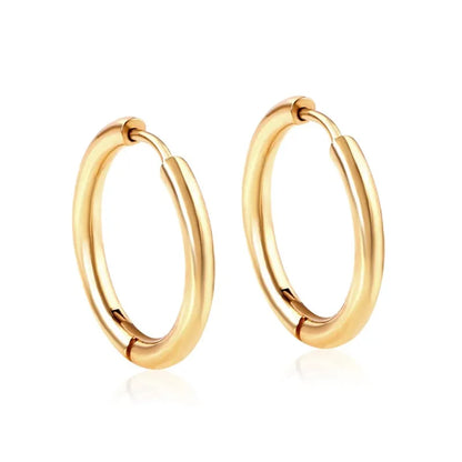 2Pcs Small Hoop Earrings for Women Men, Silver Color Stainles Steel Round Circle Pendientes Mujer 2023 Hypoallergeic Leedoar