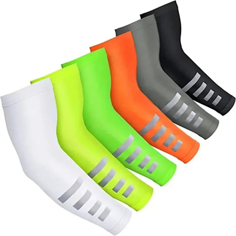 2Pcs Summer Outdoor Sun Protection Arm Sleeves Quick-drying Breathable Night Running Cycling Reflective Ice Silk Sleeves Leedoar