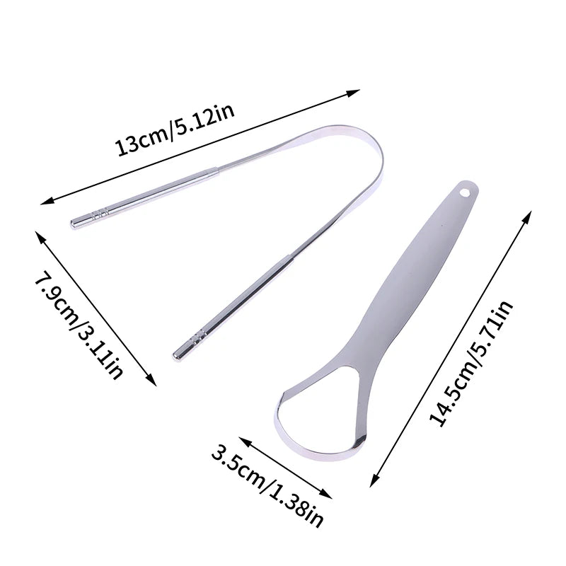 2 piezas de raspador de lengua de acero inoxidable, limpiador de lengua, eliminación del mal aliento, herramientas de cuidado bucal 