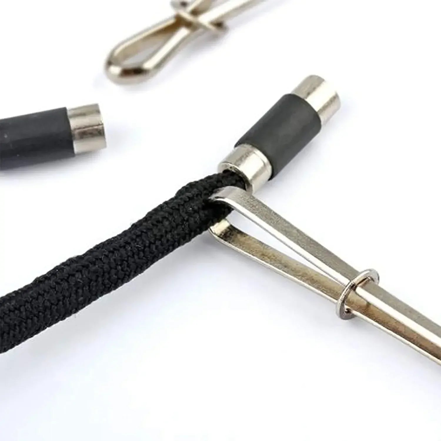 2Pcs/set Stainless Steel Garment Clips Sewing DIY Tools Elastic Band Tape Punch Cross Stitch Threader Wear Rope Elastic Clamp Leedoar