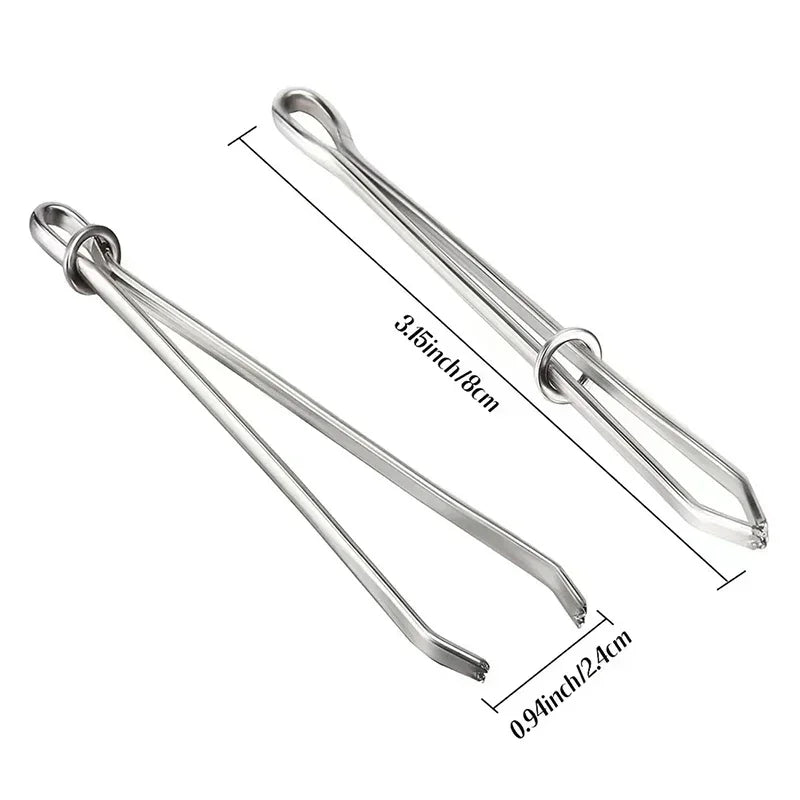 2Pcs/set Stainless Steel Garment Clips Sewing DIY Tools Elastic Band Tape Punch Cross Stitch Threader Wear Rope Elastic Clamp Leedoar