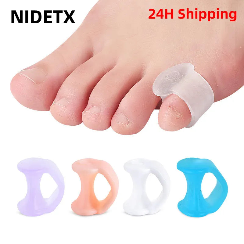 2pcs=1pair Separator Finger Feet Care Protector Silicone Toe Orthopedic Products Bunion Corrector Hallux Valgus For Pedicure Leedoar
