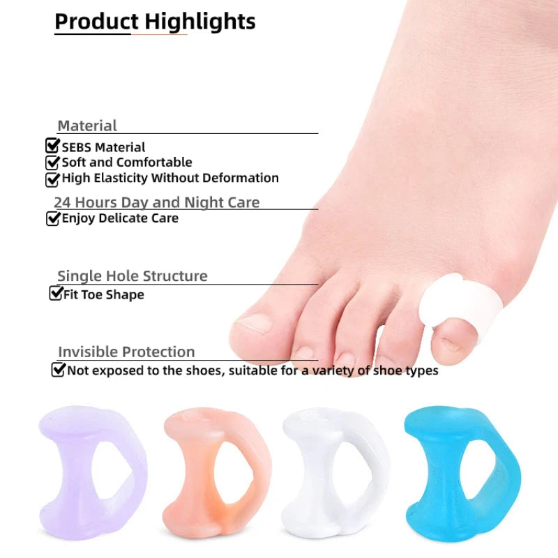 2pcs=1pair Separator Finger Feet Care Protector Silicone Toe Orthopedic Products Bunion Corrector Hallux Valgus For Pedicure Leedoar
