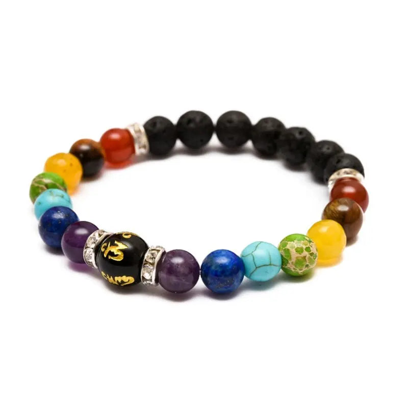 Pulsera de 2 piezas de 7 chakras con tarjeta de significado para hombres y mujeres, joyería curativa con cristales naturales para la ansiedad, pulsera de yoga con mandala, regalo 