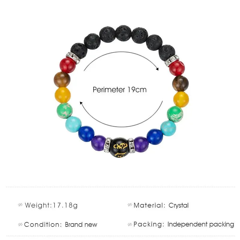 Pulsera de 2 piezas de 7 chakras con tarjeta de significado para hombres y mujeres, joyería curativa con cristales naturales para la ansiedad, pulsera de yoga con mandala, regalo 