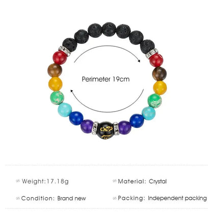 Pulsera de 2 piezas de 7 chakras con tarjeta de significado para hombres y mujeres, joyería curativa con cristales naturales para la ansiedad, pulsera de yoga con mandala, regalo 