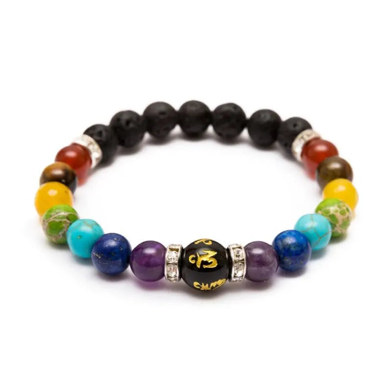 Pulsera de 2 piezas de 7 chakras con tarjeta de significado para hombres y mujeres, joyería curativa con cristales naturales para la ansiedad, pulsera de yoga con mandala, regalo 