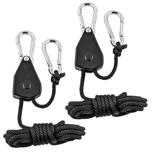 2pcs Adjustable 8inch Reinforced Hangers Hanging Ratchet for Tent Grow Plant Lamp Rope Ratchet Hanger Pulley Hook Leedoar