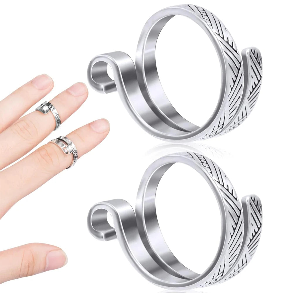 2pcs Adjustable Knitting Crochet Loop Ring Knittied Yarn Guide Finger Faster Holder Thimble Crocheters Thread Ring Sewing Tools Leedoar