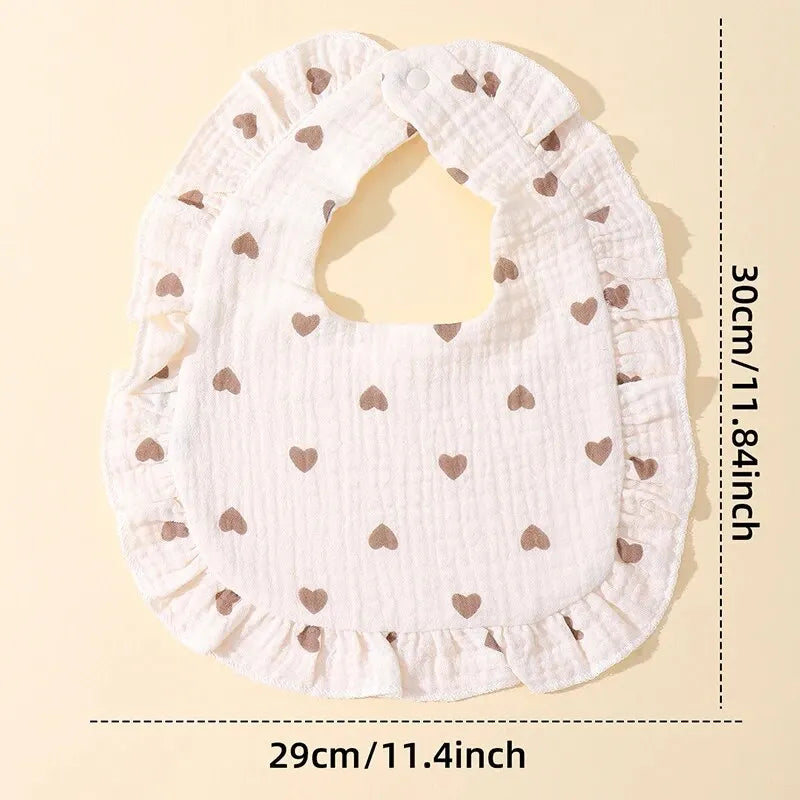 2pcs Baby Feeding Drool Bib Ruffle Floral Infants Saliva Towel Soft Cotton Burp Cloth For Newborn Toddler Kids Bibs Leedoar