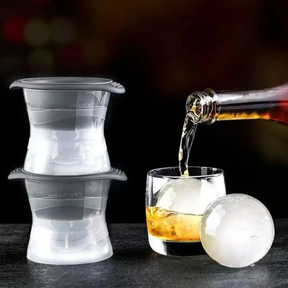 2pcs Bar Whiskey Round Ice Cube Maker Silicone Large Ball Shape Spherical Ice Cube Mould Machine Quick Freezer Kitchen Gadgets Leedoar