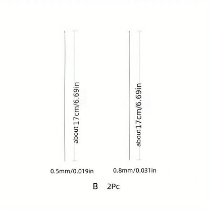 2 peças de agulhas de contas com agulhas de aço, fios de contas longas e finas, ganchos com rosca lateral e contas para joias artesanais DIY