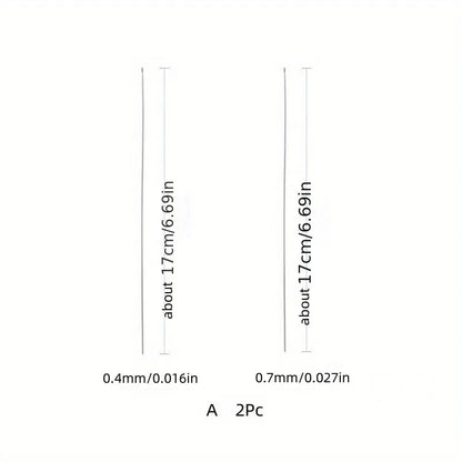 2 peças de agulhas de contas com agulhas de aço, fios de contas longas e finas, ganchos com rosca lateral e contas para joias artesanais DIY