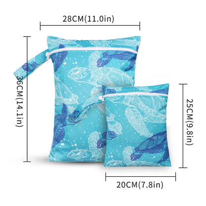 2pcs Cloth Diaper Wet Dry Bags Waterproof Reusable Travel Beach Pool Daycare Soiled Baby Items Yoga Gym Bag for Swimsuits Leedoar