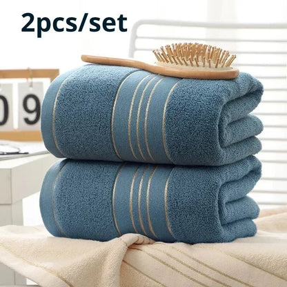 2pcs Cotton Bath Towel Increases Water Absorption Adult Bath Towel Solid Color Golden Silk Soft Affinity Face Towel Leedoar
