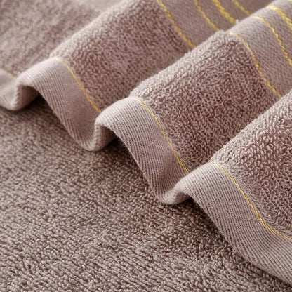 2pcs Cotton Bath Towel Increases Water Absorption Adult Bath Towel Solid Color Golden Silk Soft Affinity Face Towel Leedoar
