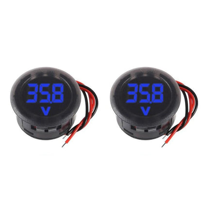 2pcs DC 4-100V Car Voltage Gauge LED Digital Display 12V 24V Waterproof Voltmeter Round Panel Voltage Meter Volt Detector Tester