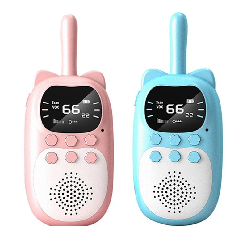 2pcs Kids Walkie Talkie Rechargeable 1000mAh Handheld 0.5W 3km Radio Transceiver Interphone for Children Toys Birthday Gifts Leedoar