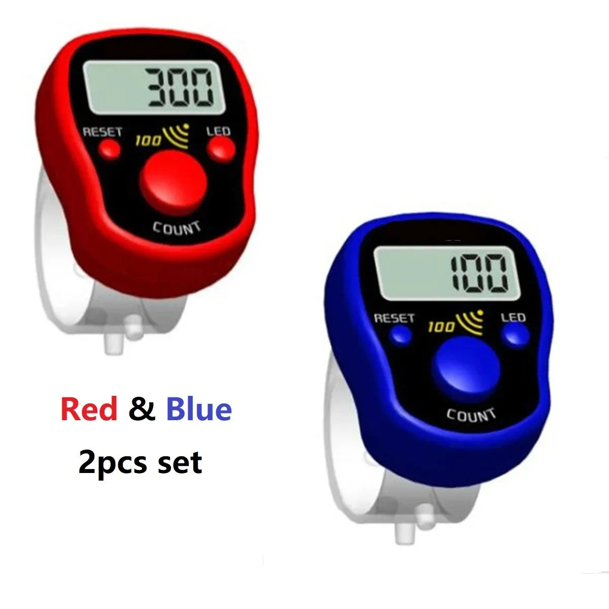 2pcs Set Mini Stitch Marker And Row Finger Counter LCD Electronic Digital Tally Counter by BeBosLook