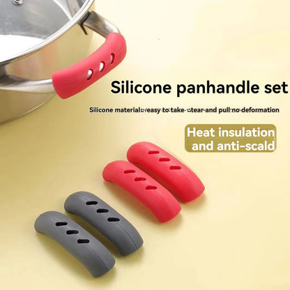 2pcs Silicone Pan Handles Anti-Scald Cover Iron Skillet Frying Pan Ears Anti-Scald Pan Handles Thermal Insulation Pan Ear Covers Leedoar