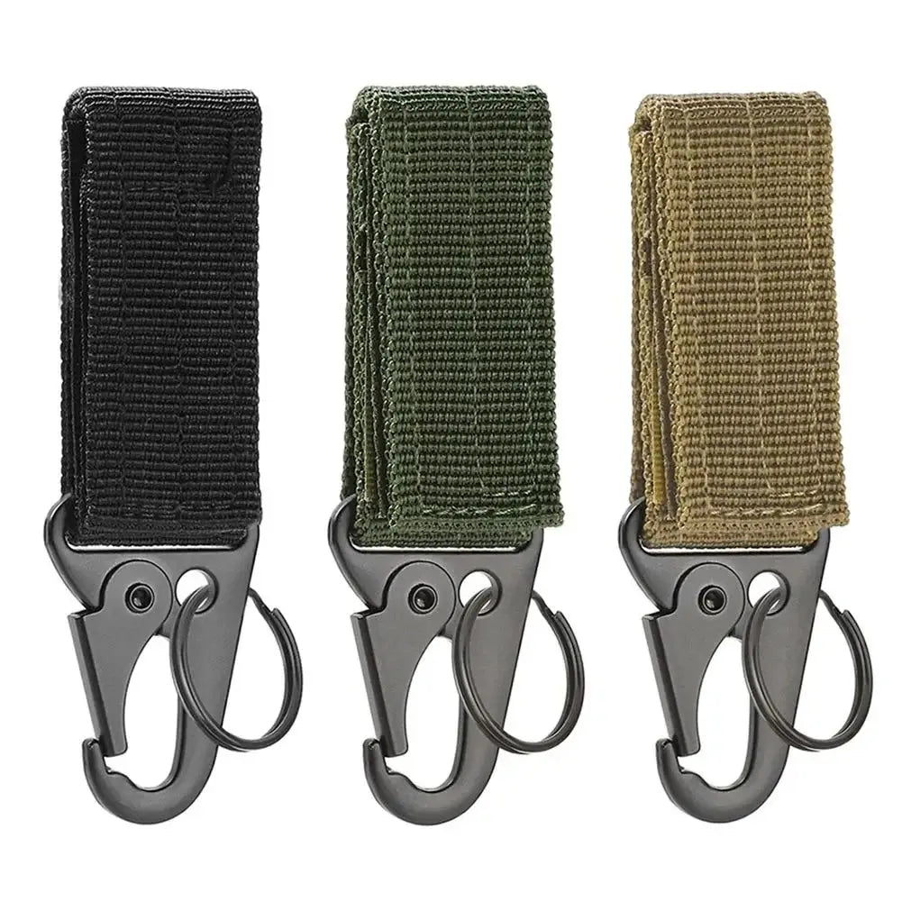 2pcs Tactical Hanging Buckle Molle Nylon Webbing Carabiner Belt Triangle Keychain for Outdoor Climbing Camping Tool Accessory Leedoar