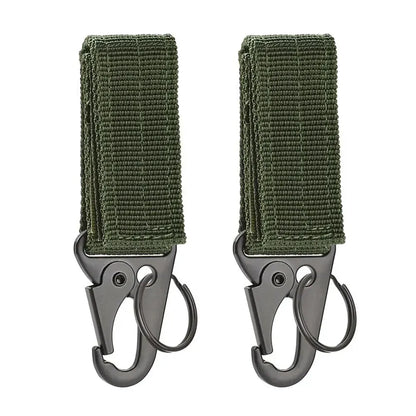 2pcs Tactical Hanging Buckle Molle Nylon Webbing Carabiner Belt Triangle Keychain for Outdoor Climbing Camping Tool Accessory Leedoar