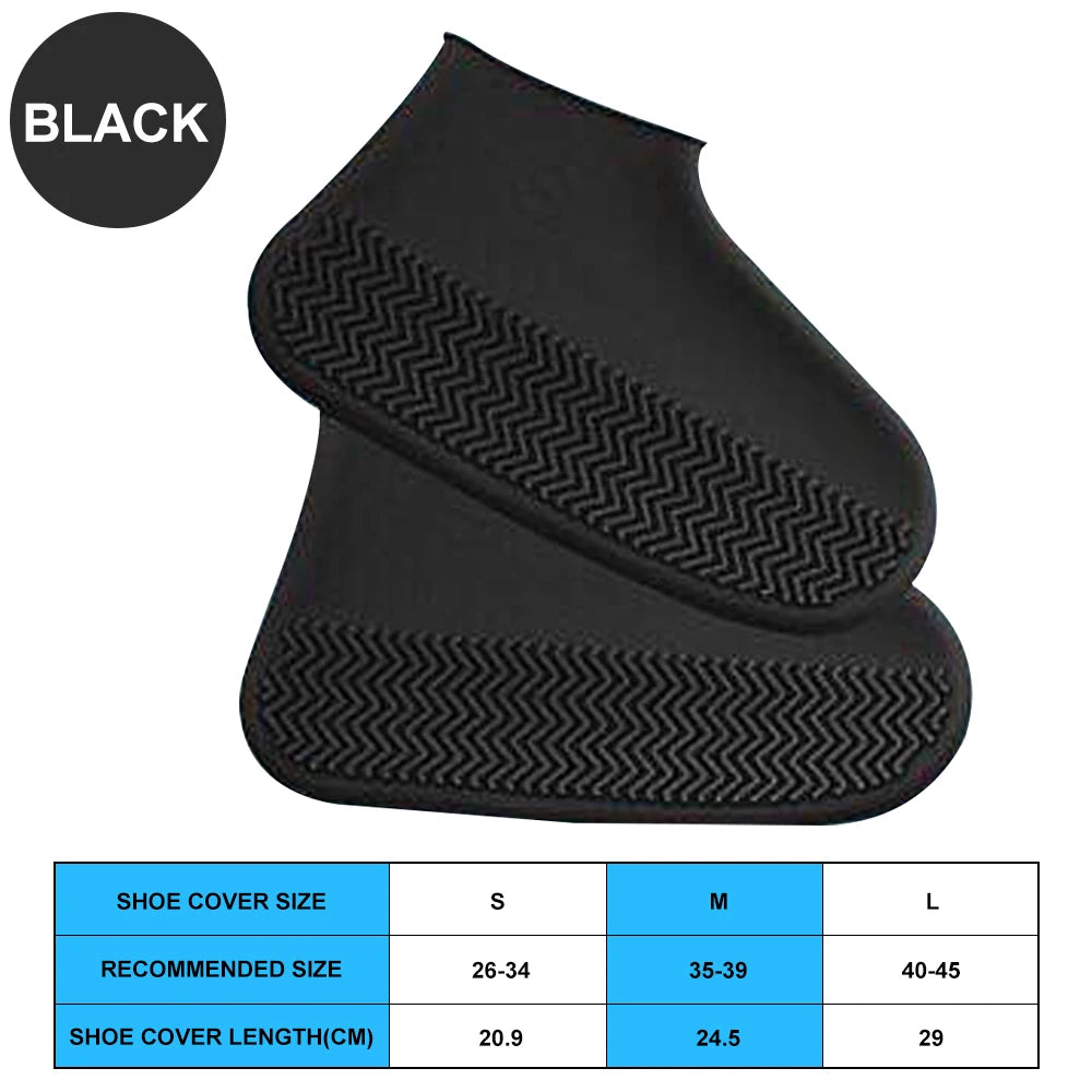 2pcs Waterproof Non-slip Silicone Shoe High Elastic Wear-resistant Unisex Rain Boots for Outdoor Rainy Day Reusable Shoe Cover Leedoar