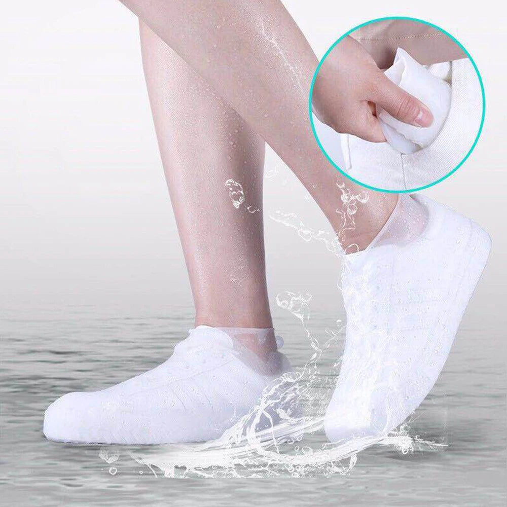 2pcs Waterproof Non-slip Silicone Shoe High Elastic Wear-resistant Unisex Rain Boots for Outdoor Rainy Day Reusable Shoe Cover Leedoar