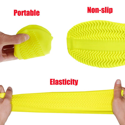 2pcs Waterproof Non-slip Silicone Shoe High Elastic Wear-resistant Unisex Rain Boots for Outdoor Rainy Day Reusable Shoe Cover Leedoar