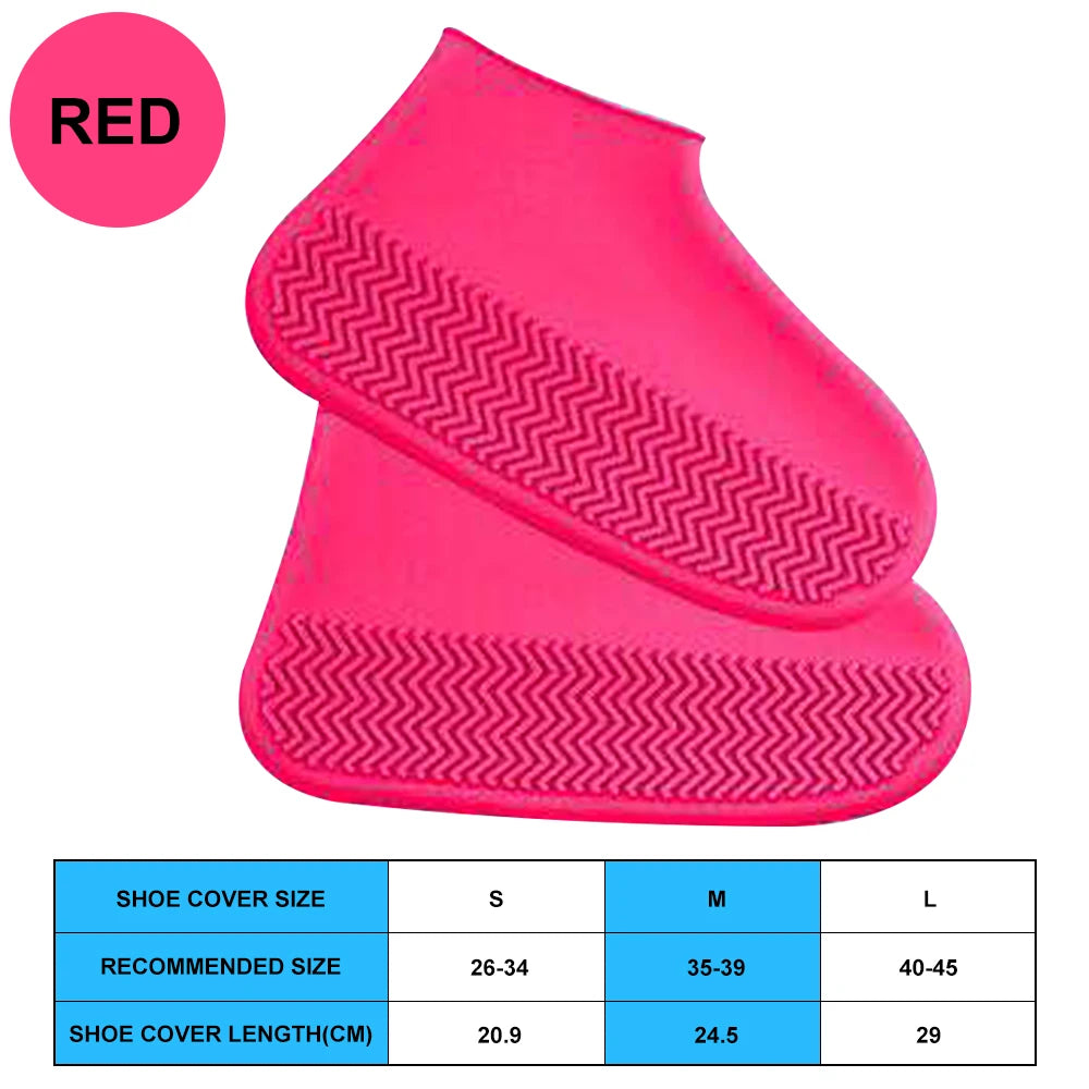 2pcs Waterproof Non-slip Silicone Shoe High Elastic Wear-resistant Unisex Rain Boots for Outdoor Rainy Day Reusable Shoe Cover Leedoar