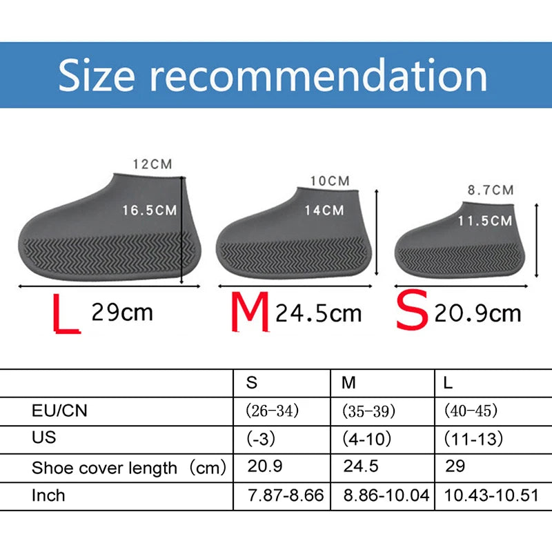 2pcs Waterproof Non-slip Silicone Shoe High Elastic Wear-resistant Unisex Rain Boots for Outdoor Rainy Day Reusable Shoe Cover Leedoar