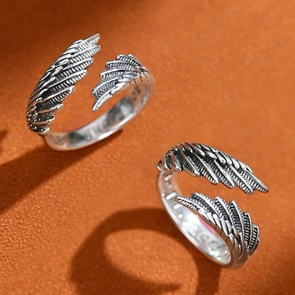 2 piezas/paquete Vintage Angel Wing Demon Eye Hip Hop anillos ajustables para parejas para hombres y mujeres joyería de color plata retro nueva tendencia 2023 