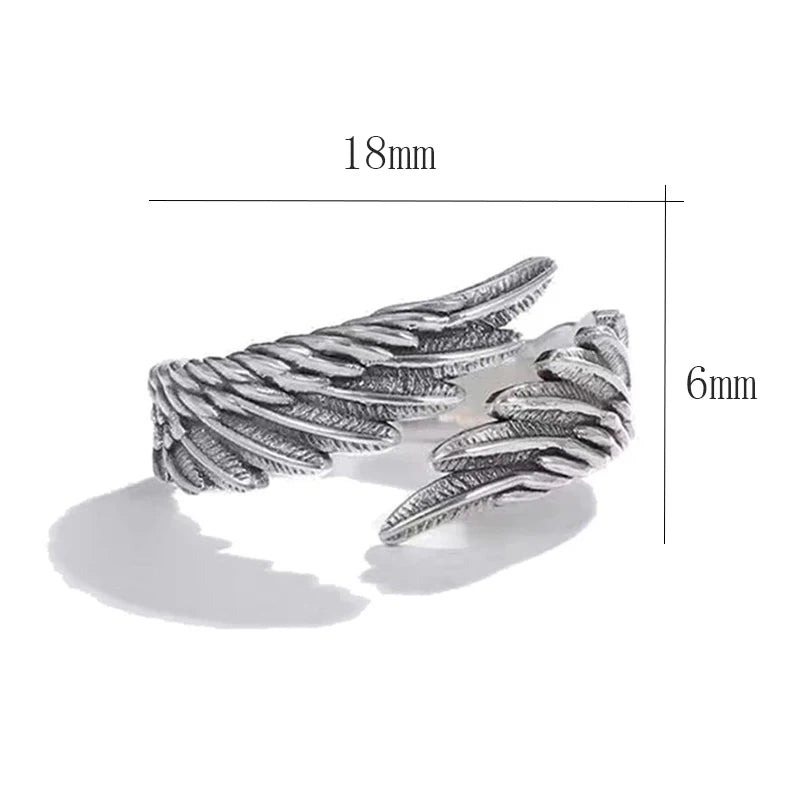 2 piezas/paquete Vintage Angel Wing Demon Eye Hip Hop anillos ajustables para parejas para hombres y mujeres joyería de color plata retro nueva tendencia 2023 