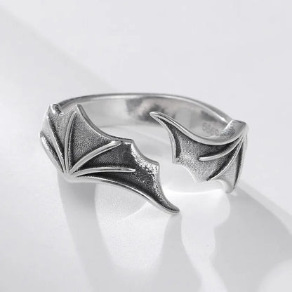 2 piezas/paquete Vintage Angel Wing Demon Eye Hip Hop anillos ajustables para parejas para hombres y mujeres joyería de color plata retro nueva tendencia 2023 