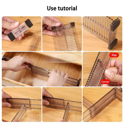 2pcs/set Adjustable Clapboard Drawer Divider Partition DIY Durable Storage Organiser Wardrobe Closet Punch-free Separator Leedoar