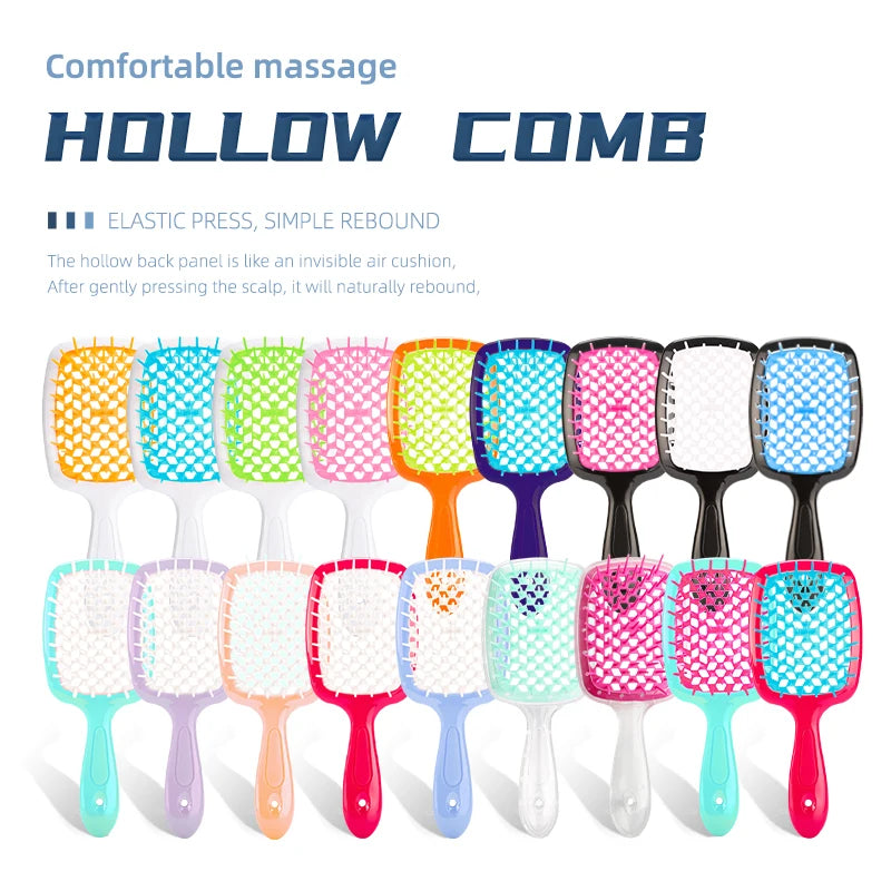 2pcs/set Wide Teeth Air Cushion Comb Massage Wet Dry Comb Demelante Brush Hollow Combs расчески Salon Barber Hair Brushes Kit Leedoar