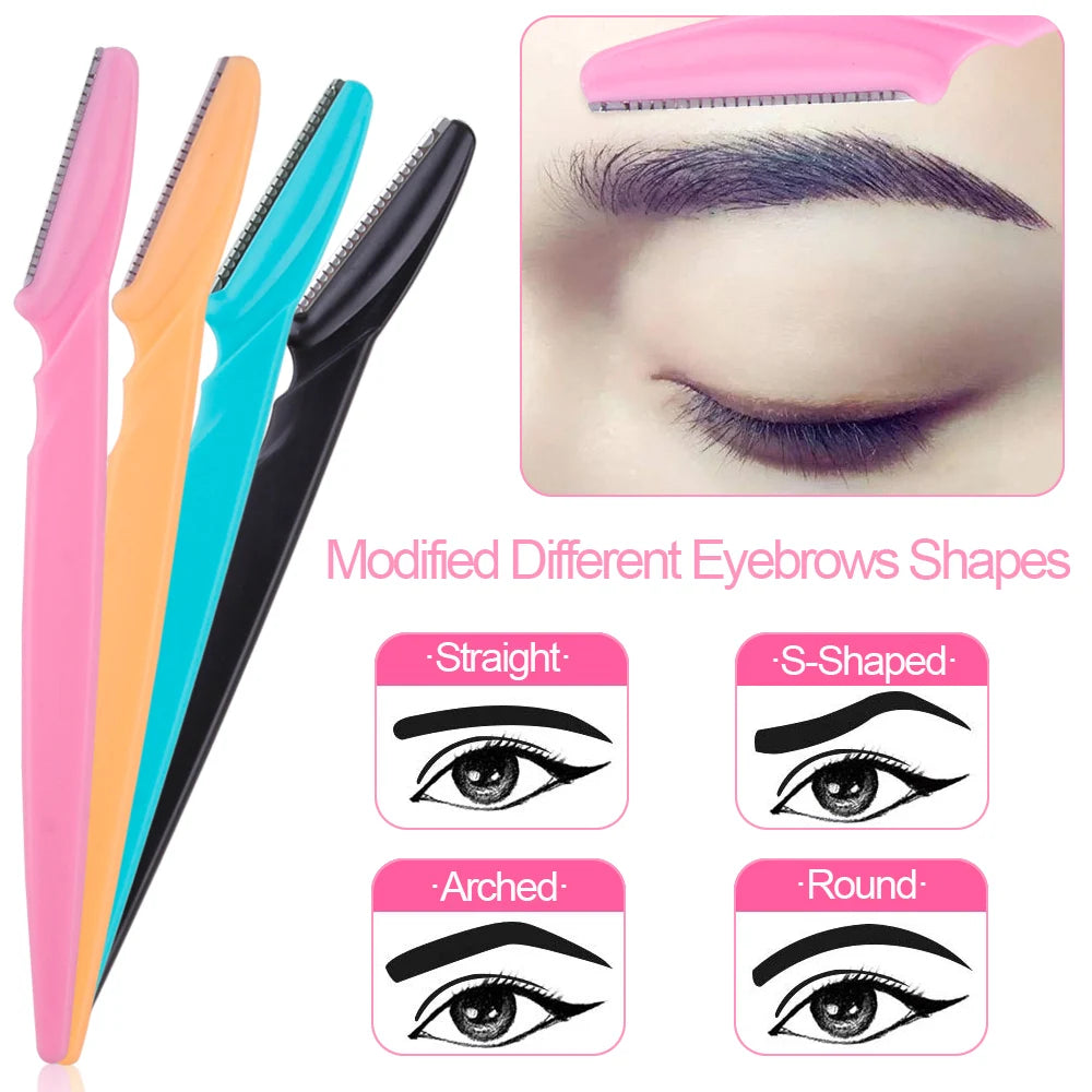 3/4/10Pcs Eyebrow Trimmer Face Blade Shaver Portable Eye Brow Epilation Hair Removal Safety Eyebrow Cutting Woman Makeup Tools Leedoar