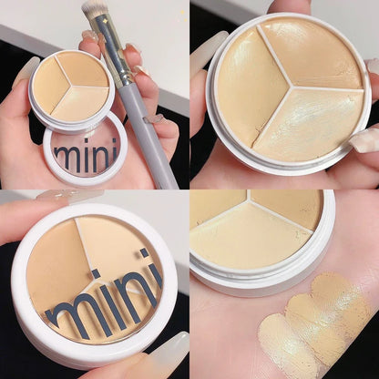 Crema correctora de 3 colores que cubre ojeras, manchas rojas, granos y arrugas, ilumina el tono de la piel y la hidrata. Maquillaje coreano 