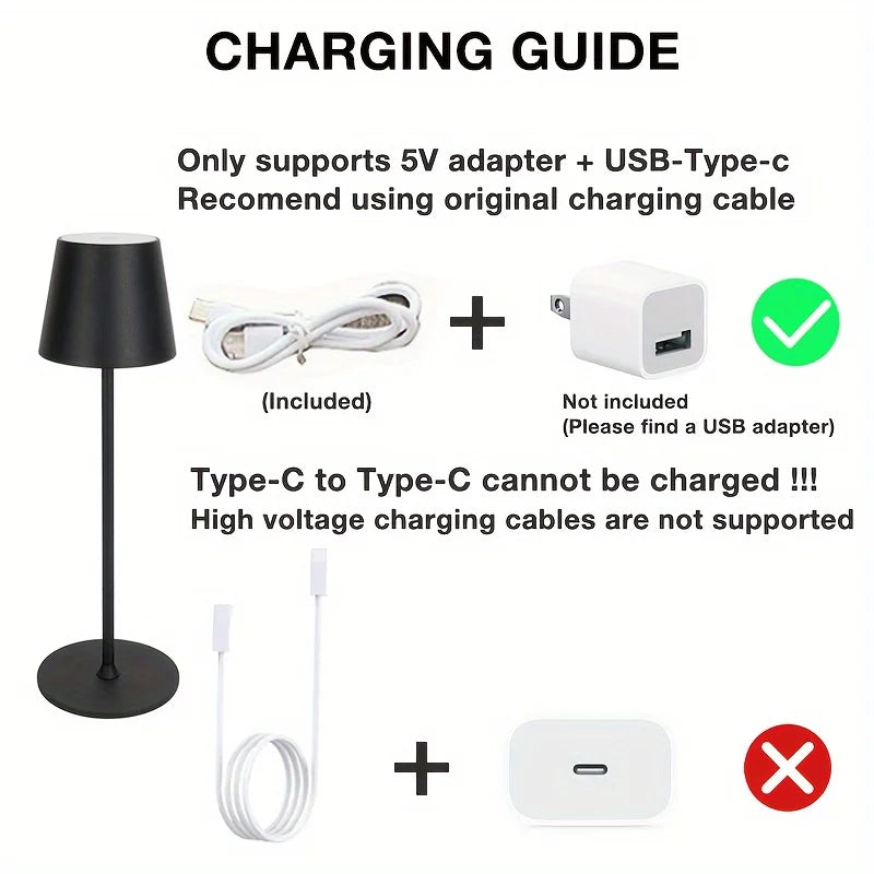 3 Color Temperature LED Eye Protection Table Lamp Stepless Dimming Touch Control Rechargeable Batter For Dining Room/Living Room Leedoar