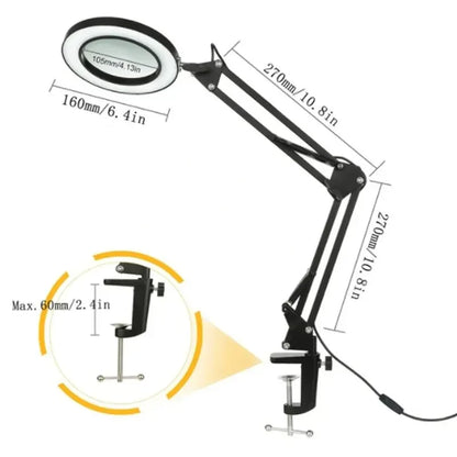 3 Colors LED Magnifying Glass  72LED 8X/10X NEW Illuminated Magnifier USB for Soldering Iron Repair/Table Lamp/Skincare Beauty