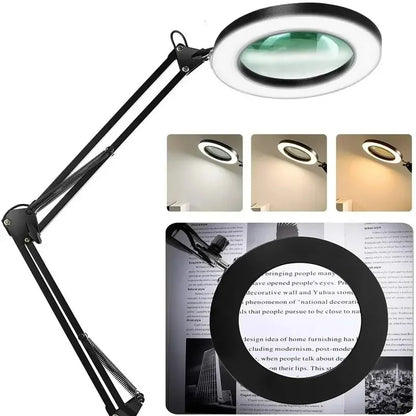 3 Colors LED Magnifying Glass  72LED 8X/10X NEW Illuminated Magnifier USB for Soldering Iron Repair/Table Lamp/Skincare Beauty