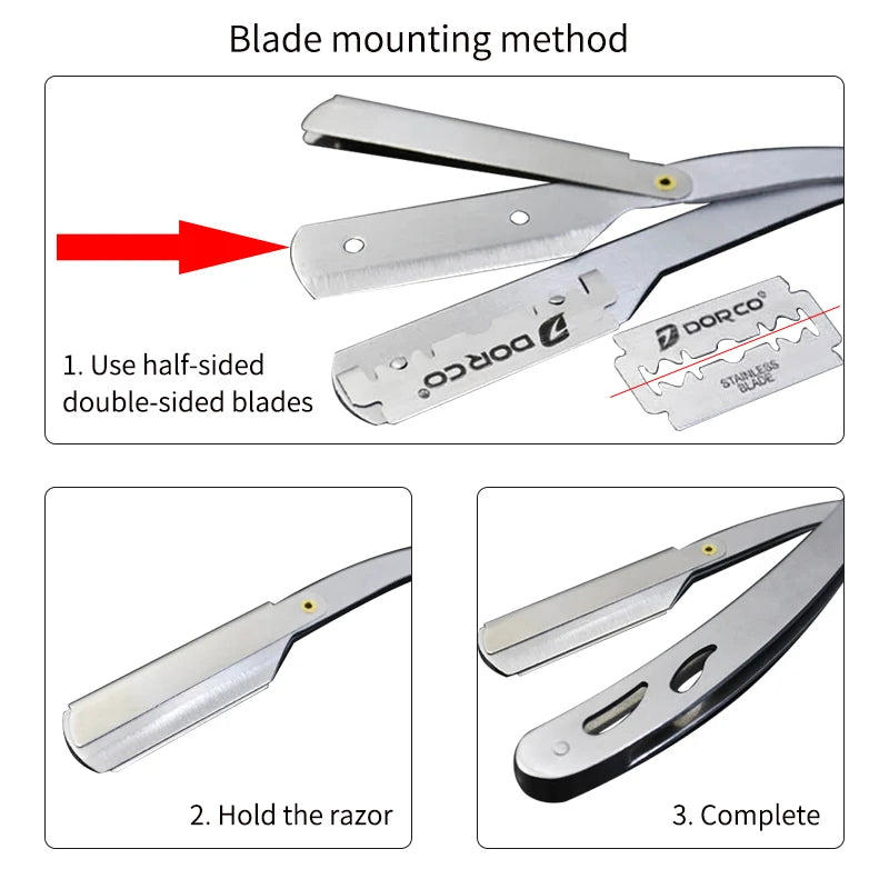 3 Colors Professional Straight Edge Razor Blades Shaver For Barbers Salons Tool Hair Enthusiasts Men Shaving