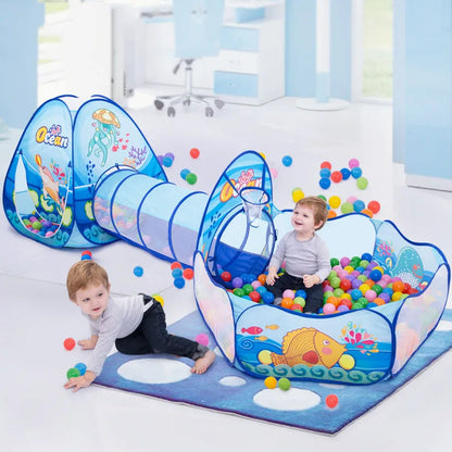 3 In 1 Children Ball Pool Baby Ballon Playpen Portable Kids Tent Ball Pit Crawling Tunnel Kid Playground Yard Rooom Pool Gift Leedoar