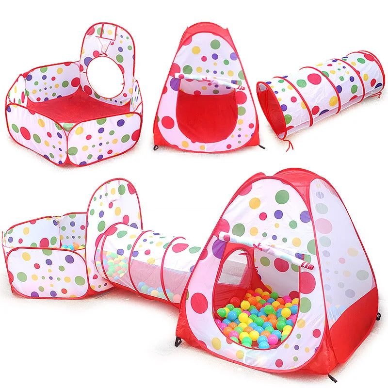 3 In 1 Children Ball Pool Baby Ballon Playpen Portable Kids Tent Ball Pit Crawling Tunnel Kid Playground Yard Rooom Pool Gift Leedoar