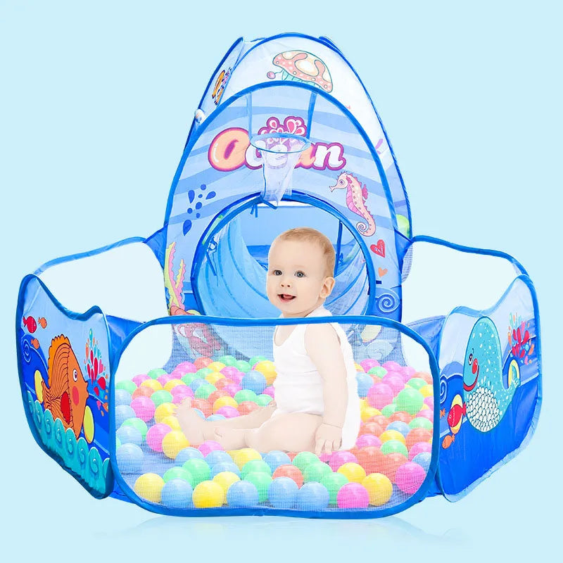 3 In 1 Children Ball Pool Baby Ballon Playpen Portable Kids Tent Ball Pit Crawling Tunnel Kid Playground Yard Rooom Pool Gift Leedoar