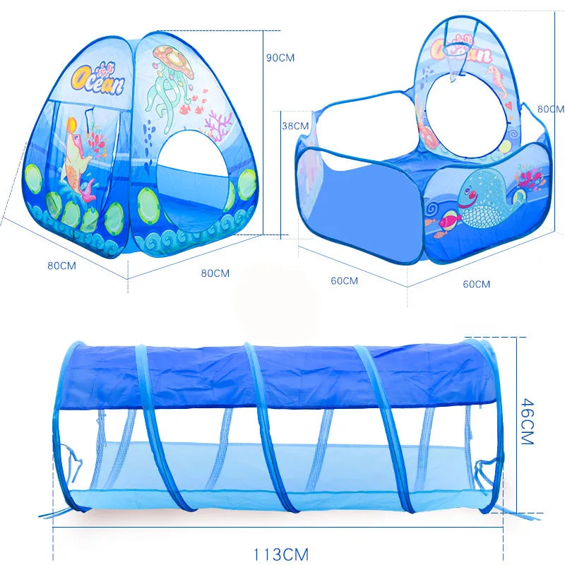 3 In 1 Children Ball Pool Baby Ballon Playpen Portable Kids Tent Ball Pit Crawling Tunnel Kid Playground Yard Rooom Pool Gift Leedoar